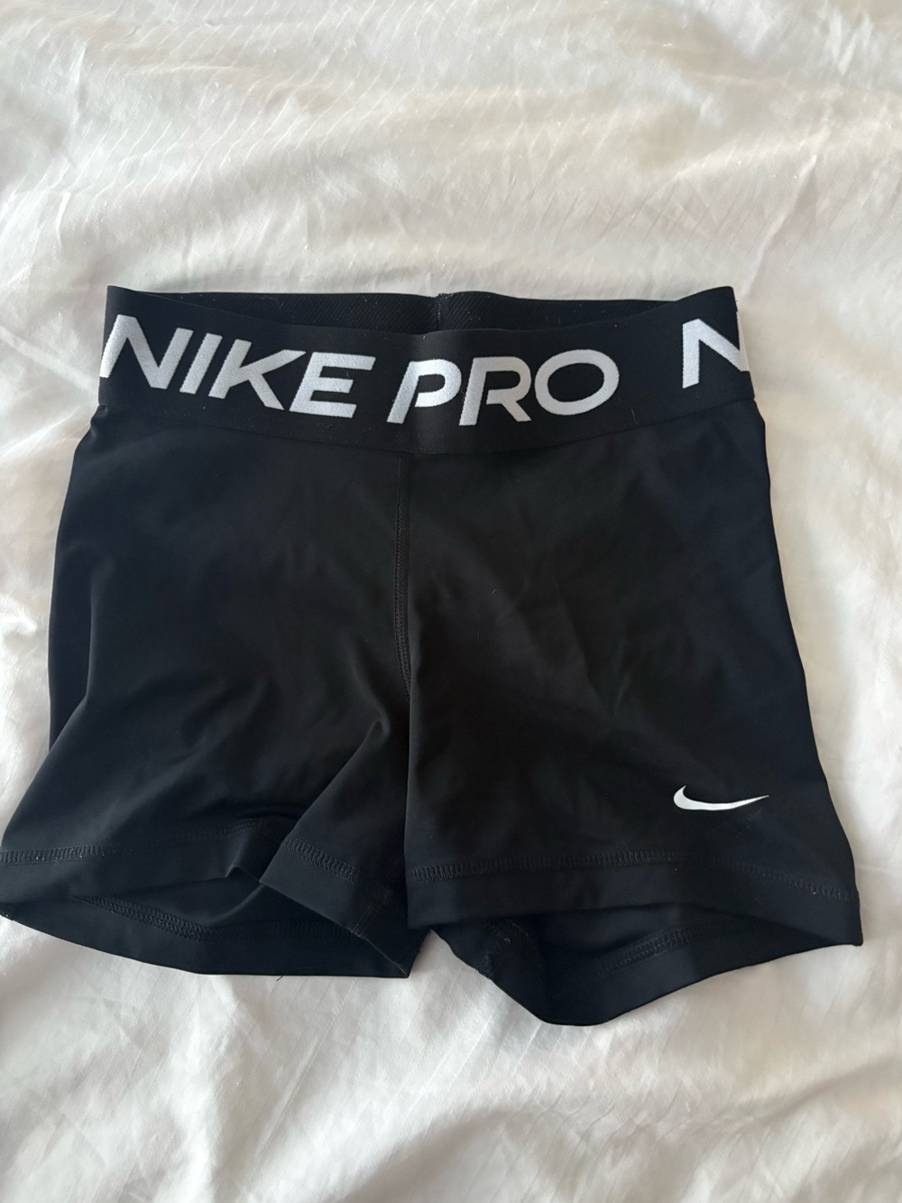 Nike Pro Black Running/Training Compression Shorts with White Logo